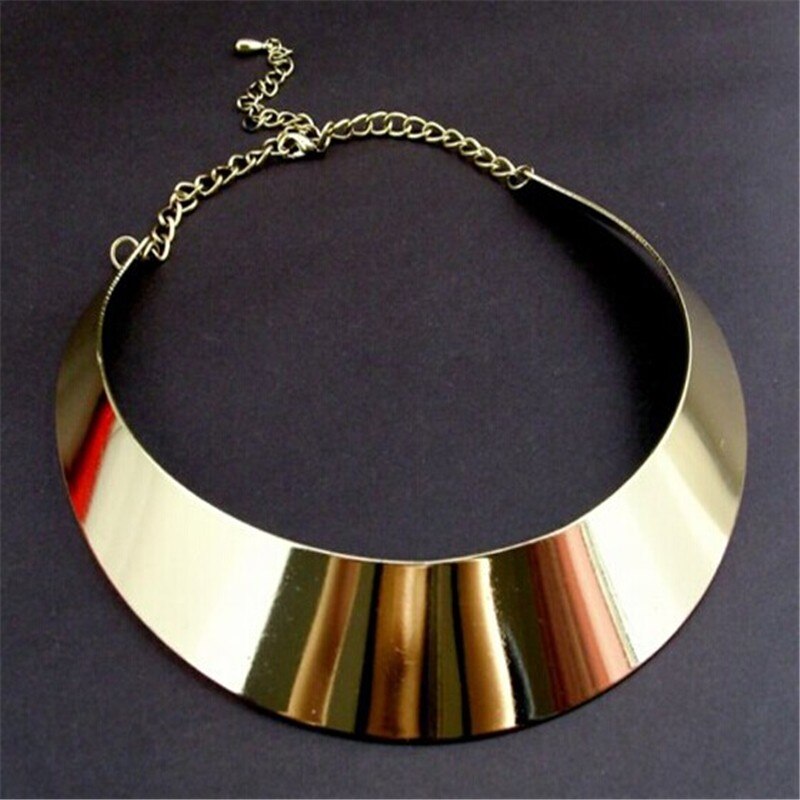 Fatpig Vrouwen Gouden Brede Chokers Kettingen Eenvoudige Andere Metalen Goud Kraag Ketting