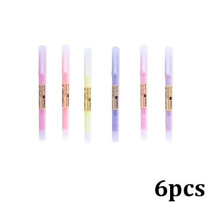 6 Pcs/set Japanese Stationery muji style Mild Liner Double Headed Milkliner Pen Highlighter Marker for painting or note Pen: Default Title