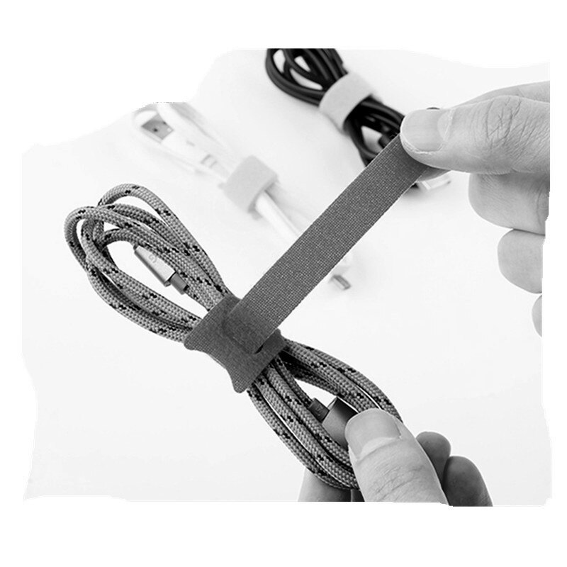 Black Data Cable Organizer Hook Loop Management Scratch band 15*1.2cm Computer Power Cable Tie Self-adhesive Loop Hook Straps