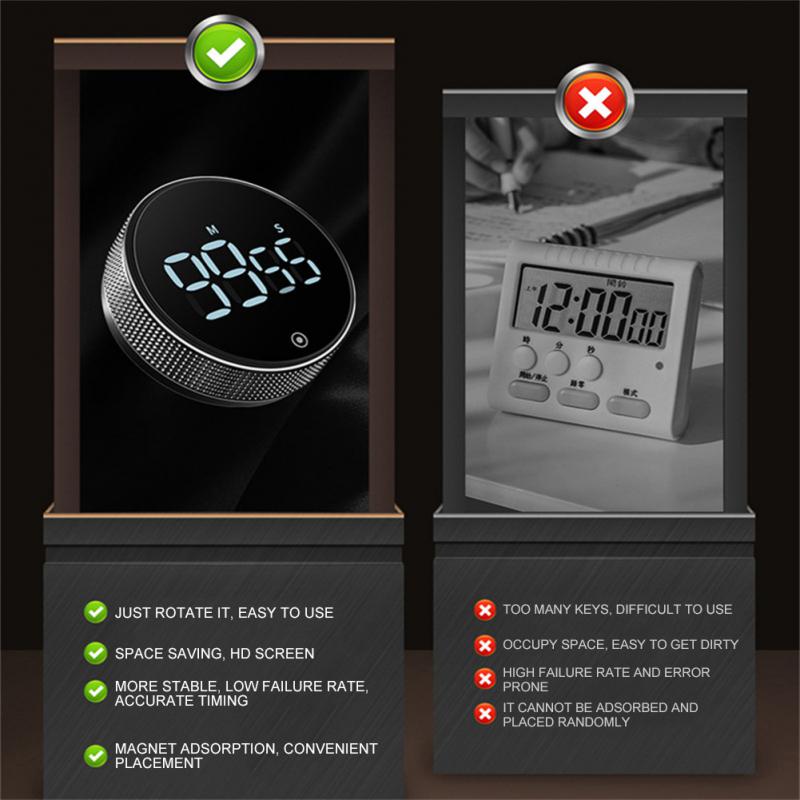 Minuterie de cuisine numérique LED, chronomètre d'étude, électronique magnétique, compte à rebours, horloge, rappel mécanique, alarme, Gadget de cuisine