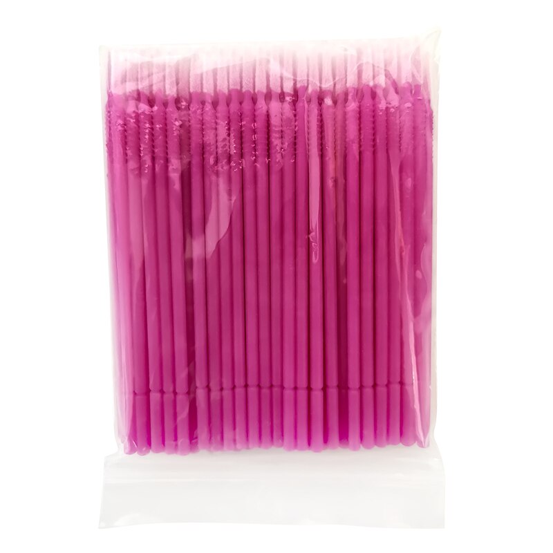 100pcs/Pack Bendable Micro Brushes Disposable Microbrush Applicators Eyelash Extensions Eyelash Glue Cleaning Brush for Eyelash: Red