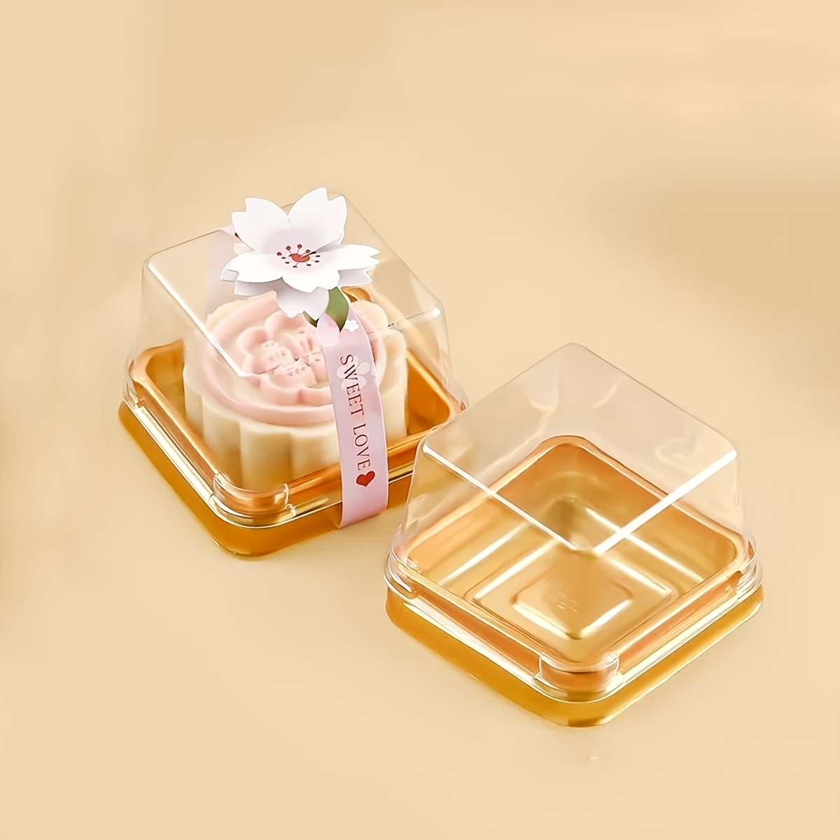 50pcs Dessert Egg-Yolk-Puff BoxTransparent square ... – Grandado