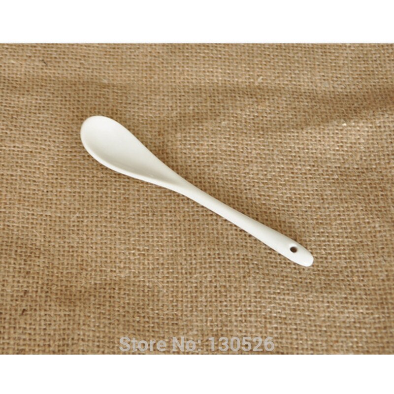 5Pcs Coffee Spoon Kitchen Supply Ceramic Spoon Pure White Bone China Tableware Tea Small Spoon Porcelain Scoop