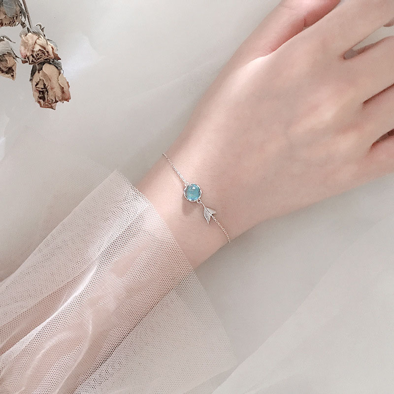 2021 coreano nuova bolla blu coda di sirena braccialetto placcato argento per le donne moda temperamento regalo gioielli ragazze