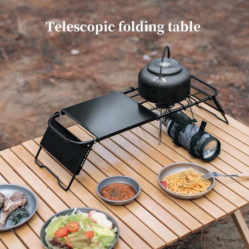 Outdoor telescopische campingtafel Opvouwbaar mini-kachelrek In hoogte verstelbare klaptafel Multifunctionele draagbare roostertafel