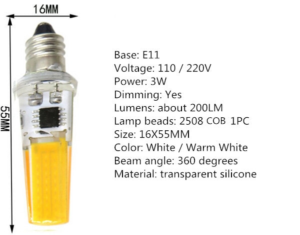 Dimmable B15 LED COB E12 E17 BA15D 110V 220V LED E11 110V COB E14 110V e17 220V G5.3 LED E17 110V BA15D 220V G4 COB G9 G6.35 G8