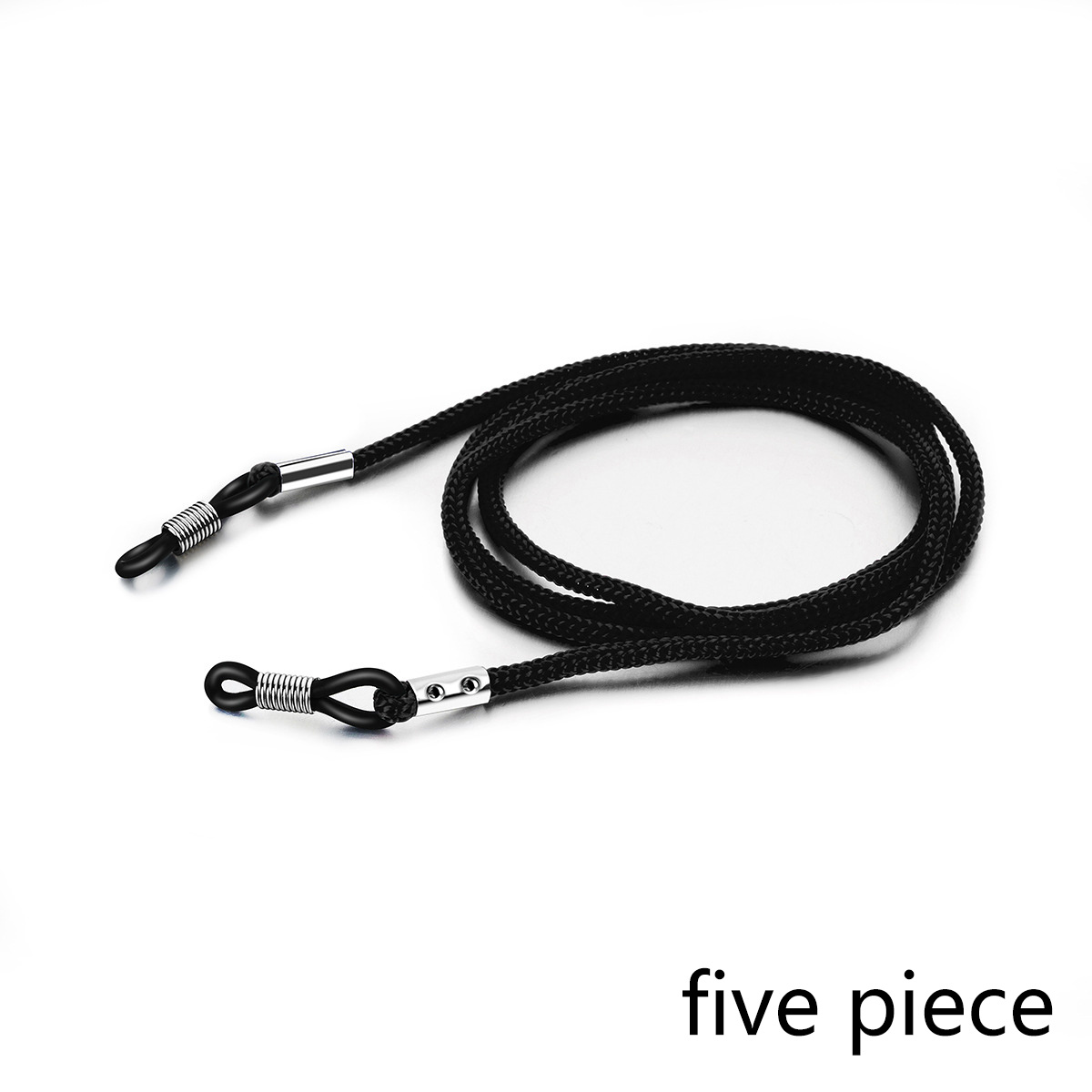 Soporte de correa para gafas ajustable de 5ps, cuerda antideslizante para gafas, cordón de cadena para gafas de sol deportivas, retenedor de gafas para mujeres y hombres: Negro