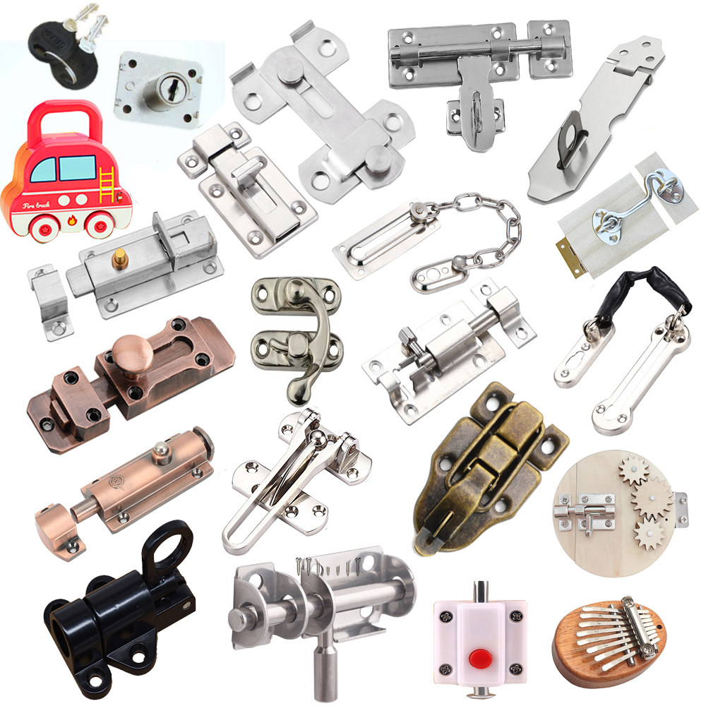 Accesorios de tablero ocupado para bebé, pestillo de cerradura de puerta de madera DIY Montessori, juguetes educativos, aprendizaje de habilidades motoras básicas, piezas de tablero ocupado