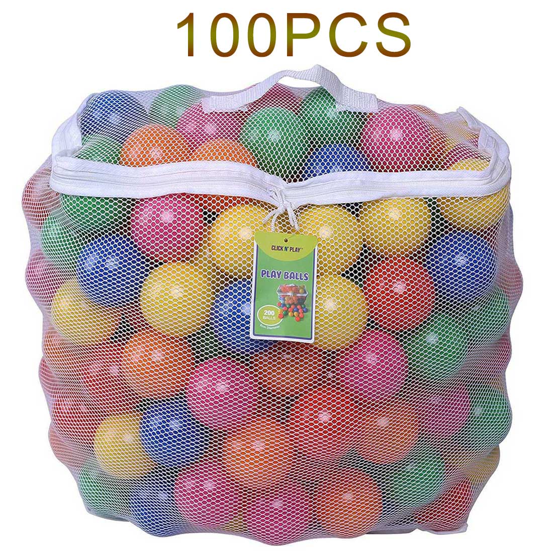100pcs/200pcs/bag Eco-Friendly 6 Bright Colors Soft Plastic Water Pool Ocean Wave Ball in Mesh Bag with Zipper Baby Funny: 100PCS