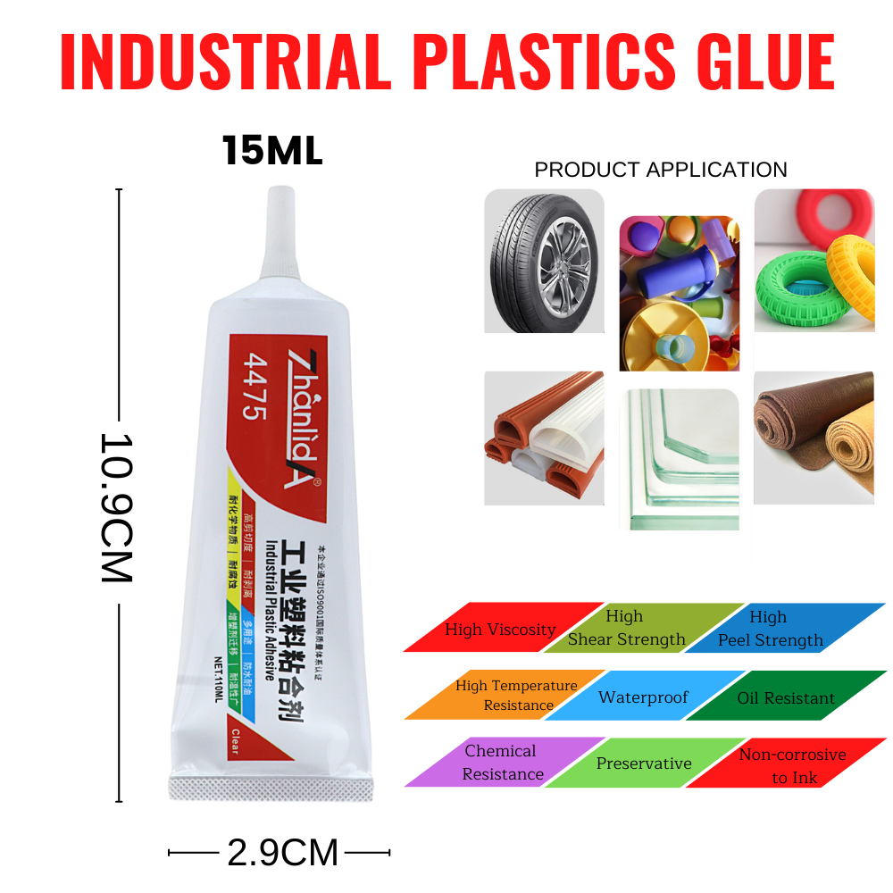 Industrial Plastics Glue Zhanlida 110ML Strong PP/Polycarbonate/PVC/PE/ABS Ceramic Leather Wood Transparent Plastic Adhesive