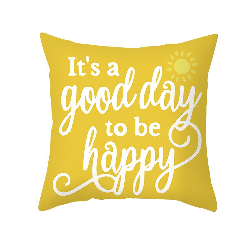 Housse de coussin carrée jaune à imprimé géométrique, taie d'oreiller de 45x45cm, de Style moderne, décorative pour la maison, avec des lettres marguerite à rayures: 1