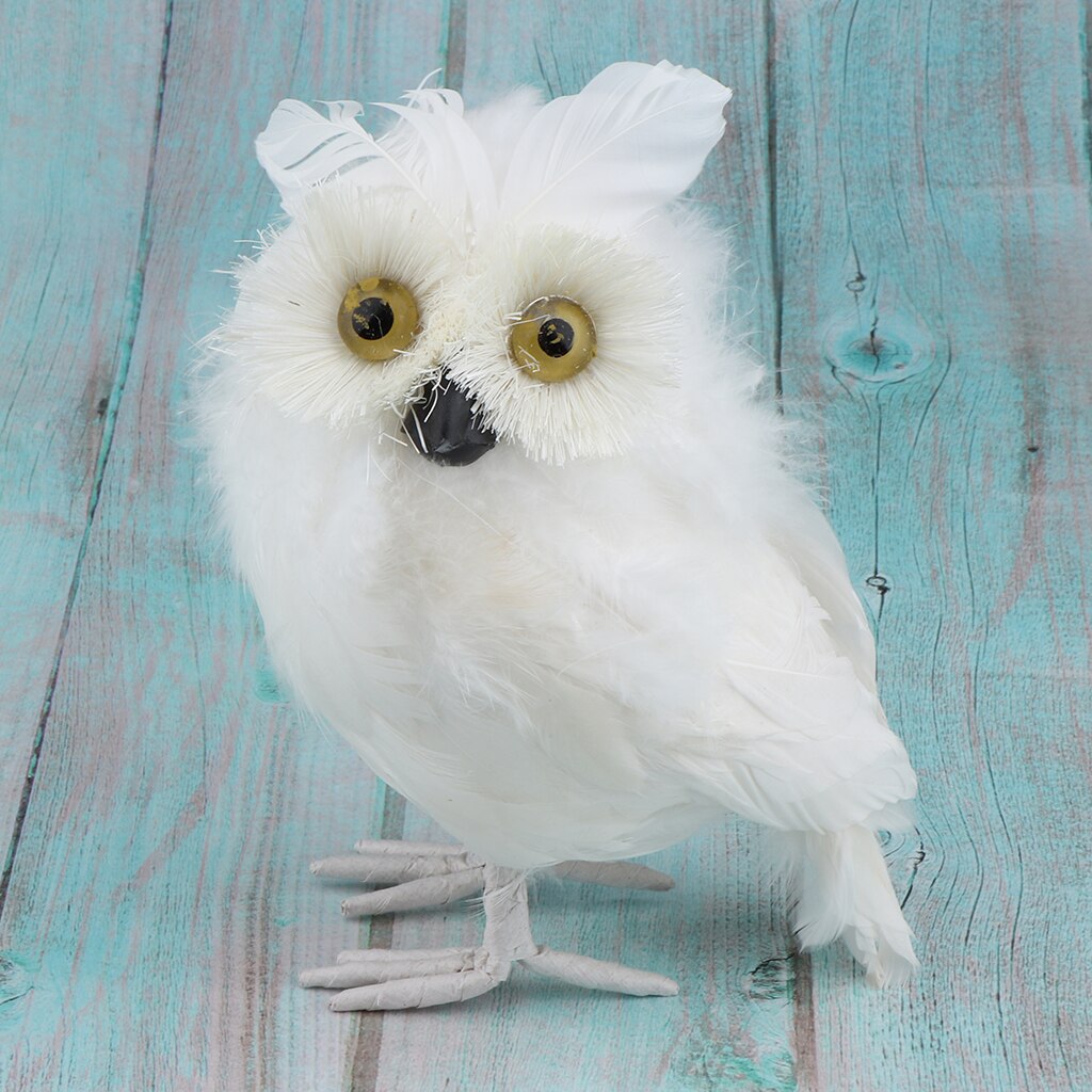 7inch Furry Owl Plush Animal Model, Teaching Cognitive Model, Home Gaeden Decor, Housewarming