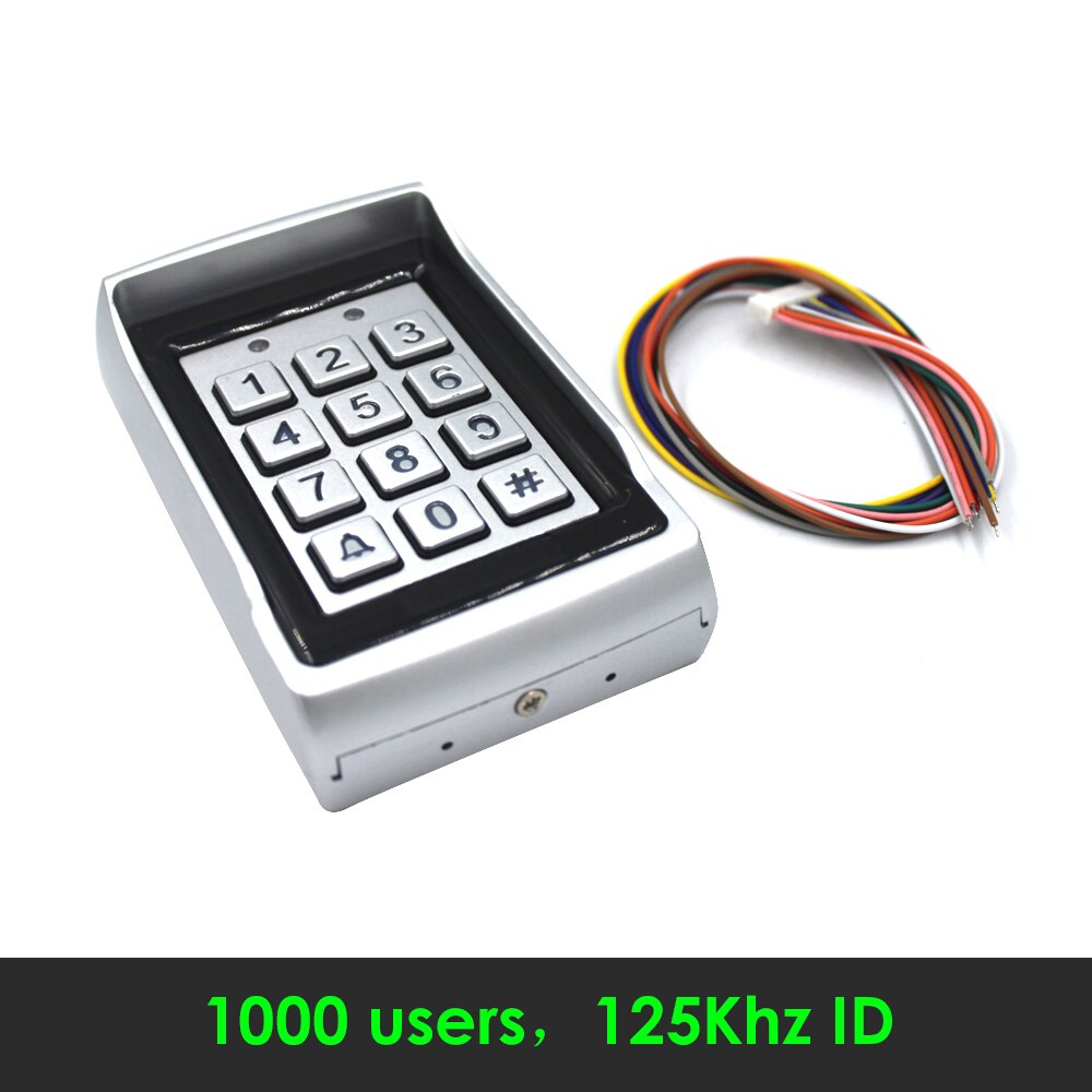 Carcasa de Metal para 1000 usuarios, teclado de tarjeta RFID de 125KHZ con retroiluminación, Control de puerta, sistema de Control de acceso de código independiente A07: A07 125KHZ
