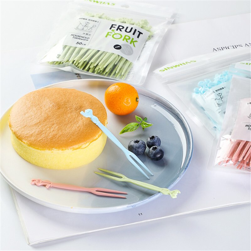 50Pc Fruit Vork Keuken Accessoires Cake Teken Eenmalige Huishoudelijke Plastic Dessert Teken Goederen Voor De Keuken Servies cuisine.8z