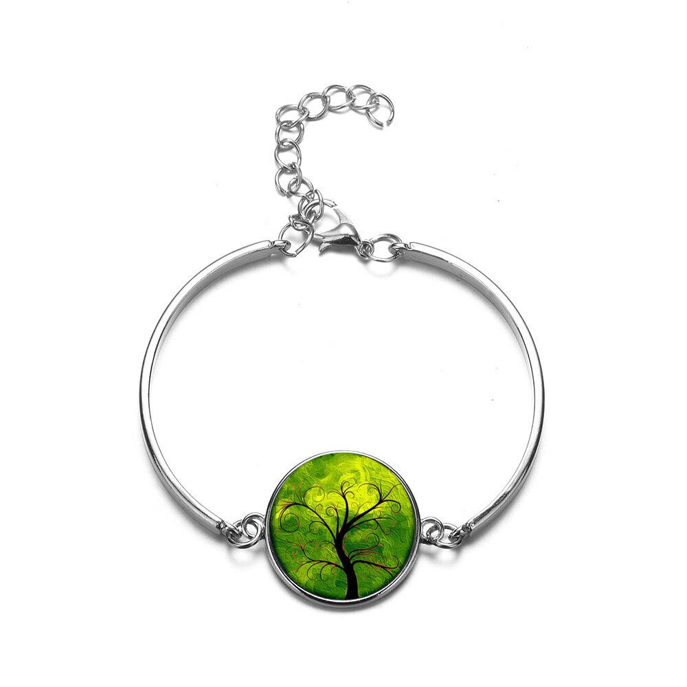 SONGDA Baum Des Lebens Armbänder & Armreifen Silber Farbe Glas Cabochon Kette Armband Armreif für Frauen Manschette Armband: Style 14