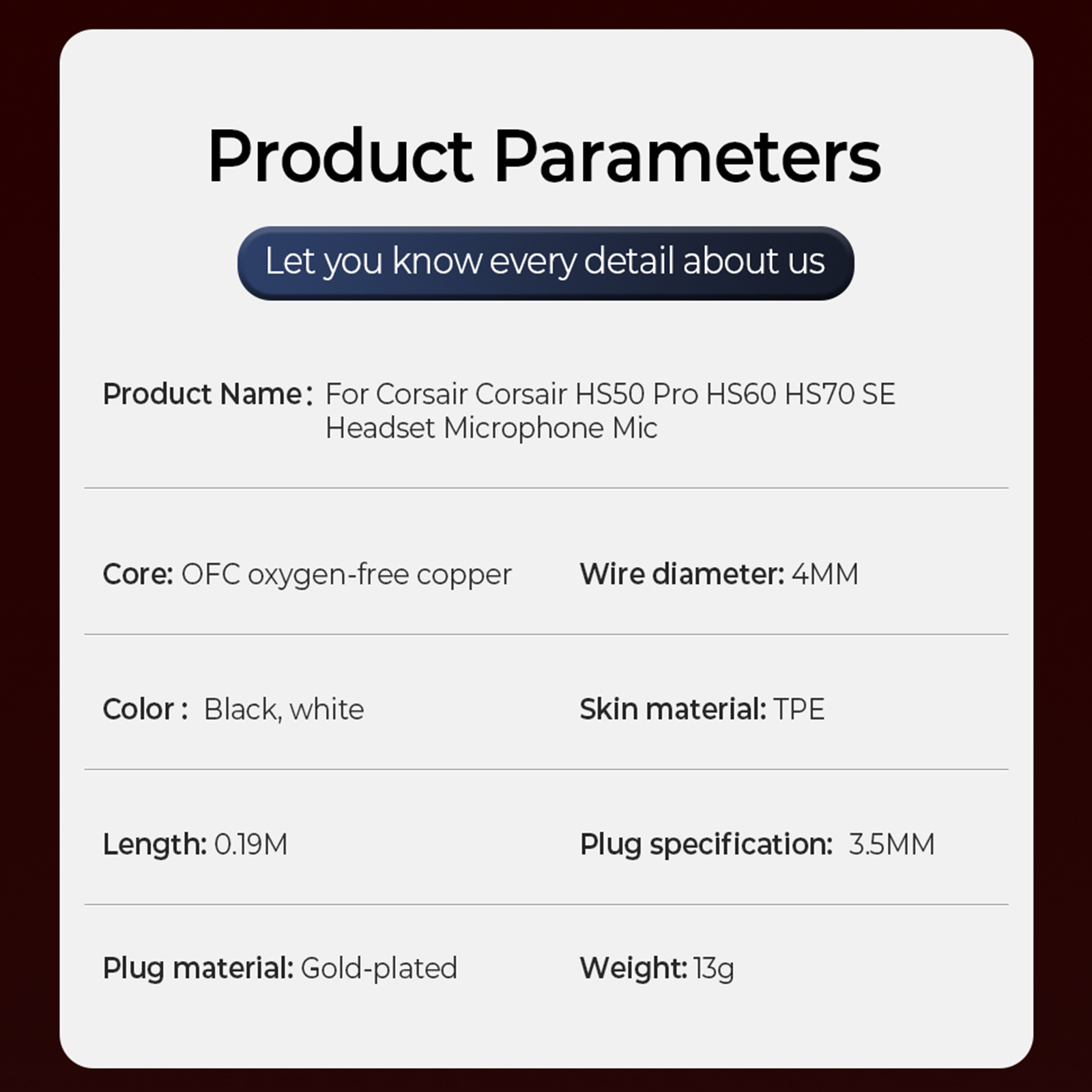 Headphones Replacement Mic for Corsair HS70 Pro HS50 Pro HS60 70 SE Headset Microphone 3.5mm Wireless Game Headsets Comfort Mic