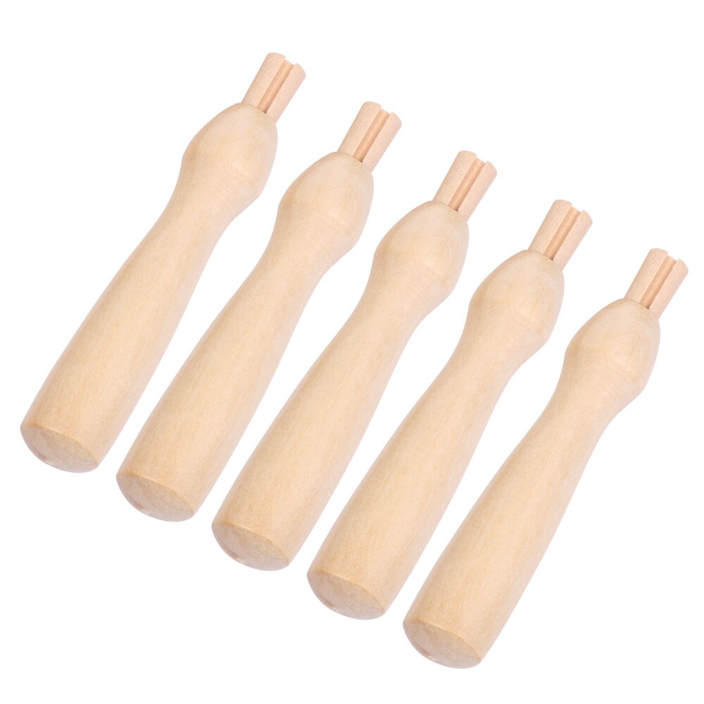 5PCS Poking Needle Wooden Handle Wool Felt Poke Tool Handle Solid Wood DIY Poking Needle Handle for Poke Tool Use