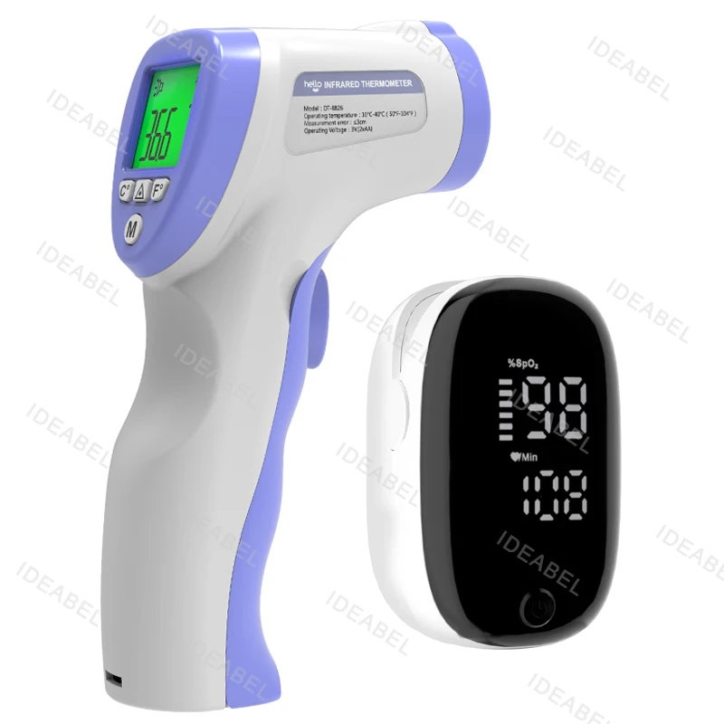 Termômetro médico para febre ir, termômetro digital para ouvido, criança, adulto, sem contato, temperatura corporal ou mini oxímetro, ferramenta de oxigênio no sangue: orange