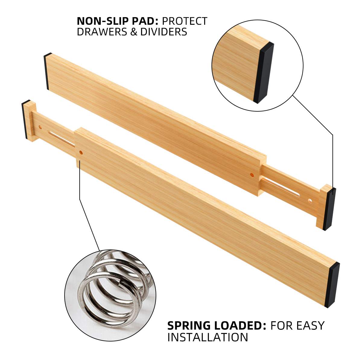 4pcs Adjustable Bamboo Drawer Dividers Wood Organizer Dividers Bedroom Baby Adjustable Bamboo Drawer Dividers for Underwear