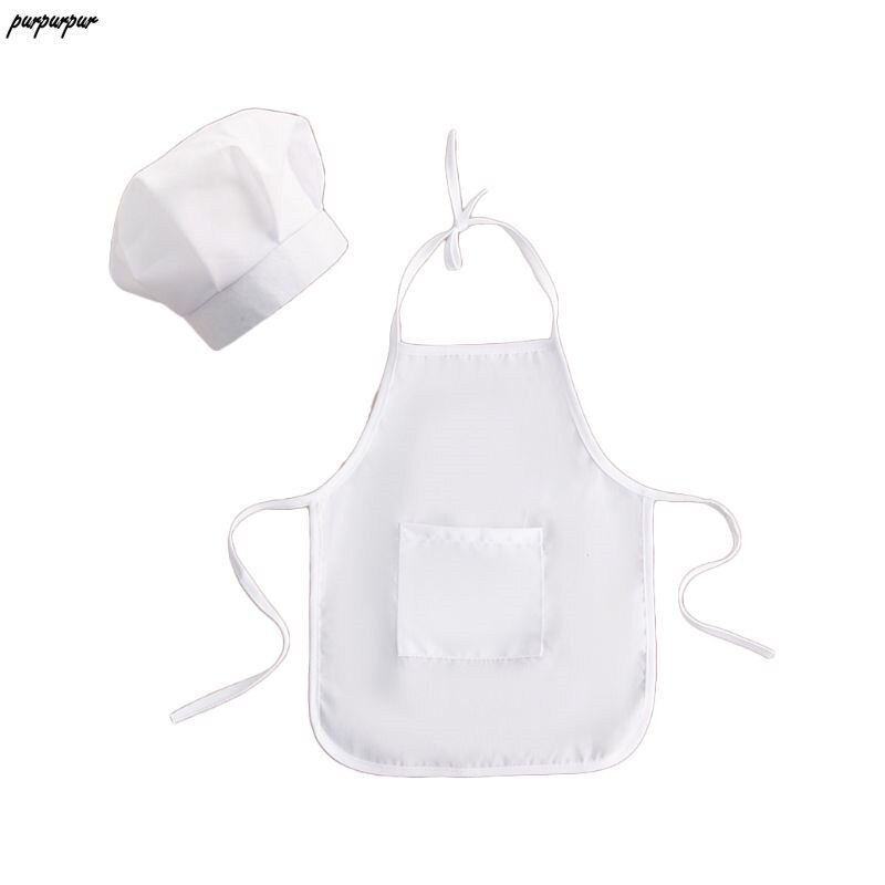 Delantal y sombrero de Chef para bebé, disfraz de cocinero blanco para niño, accesorio de fotografía, 2 uds., N1HB: For Baby Boy / S