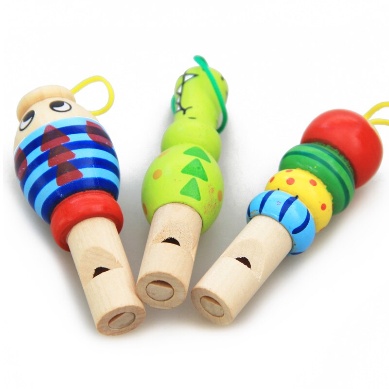 1Pc Baby Whistling Speelgoed Houten Willekeurige Kleur Speelgoed Cartoon Dier Fluitje Educatief Muziek Instrument Speelgoed Voor Baby Kids Kinderen