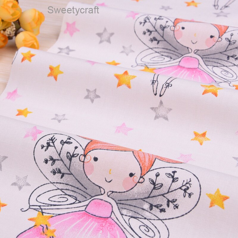 Tela acolchada de algodón de 50x160cm con ala impresa de chica Ángel, tela de medio metro para costura artesanal, sábanas, confección de ropa