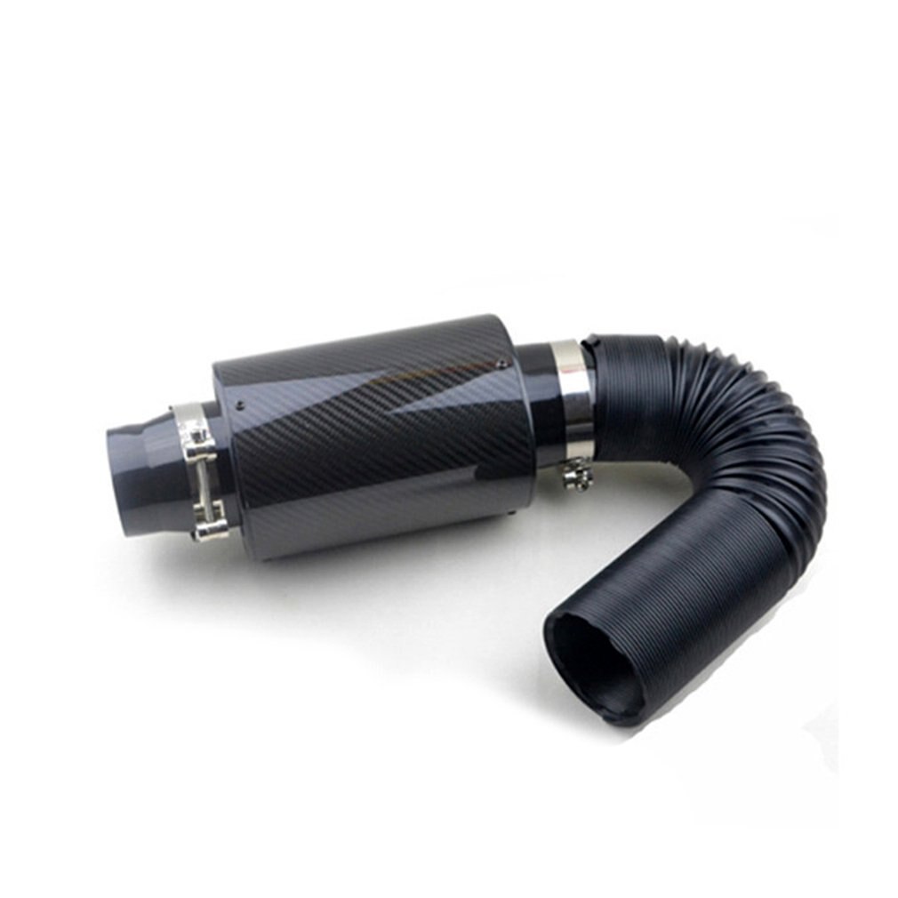 Universal Car Carbon Fibre Cold Air Filter Feed Enclosed Intake Induction Pipes Cold High Flow Ducting Intake Admission