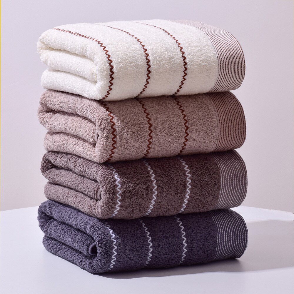 Bath Towel for Adults Cotton Thickened 70x140cm Stripes Absorbent Soft Bathroom Towel Set Face Hand Towels Home Hotel Quick Dry