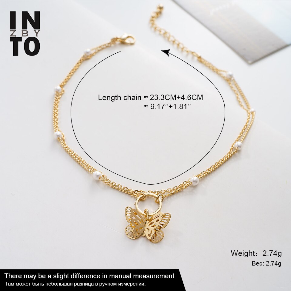 Into Crystal Butterfly Ankle Bracelet For Women Gold Color Chain Summer Beach Charm Anklet Bracelet On Leg Foot Jewelry: A006