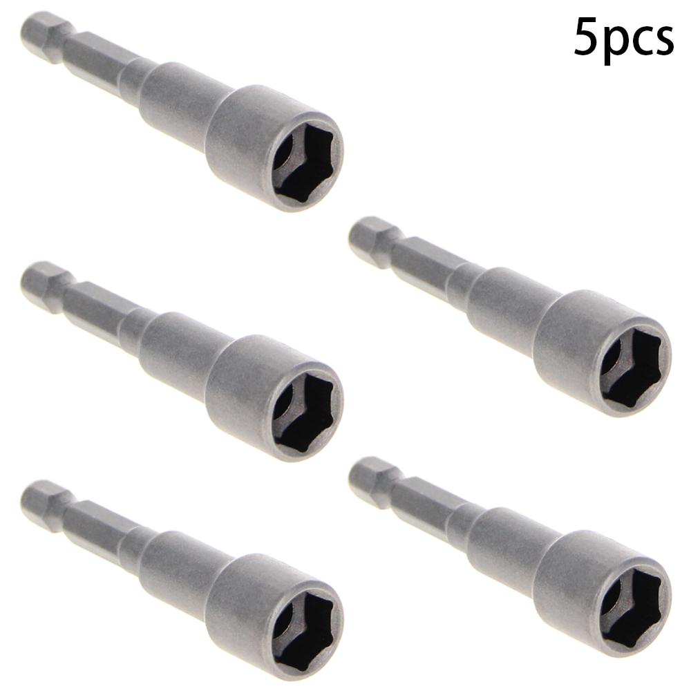 Utoolmart 5pcs 1/4" Non-magnetic Hex Socket 65mm Long 10mm/13mm Metal Impact Nut Setter Driver Bit Adapter Hand Tool
