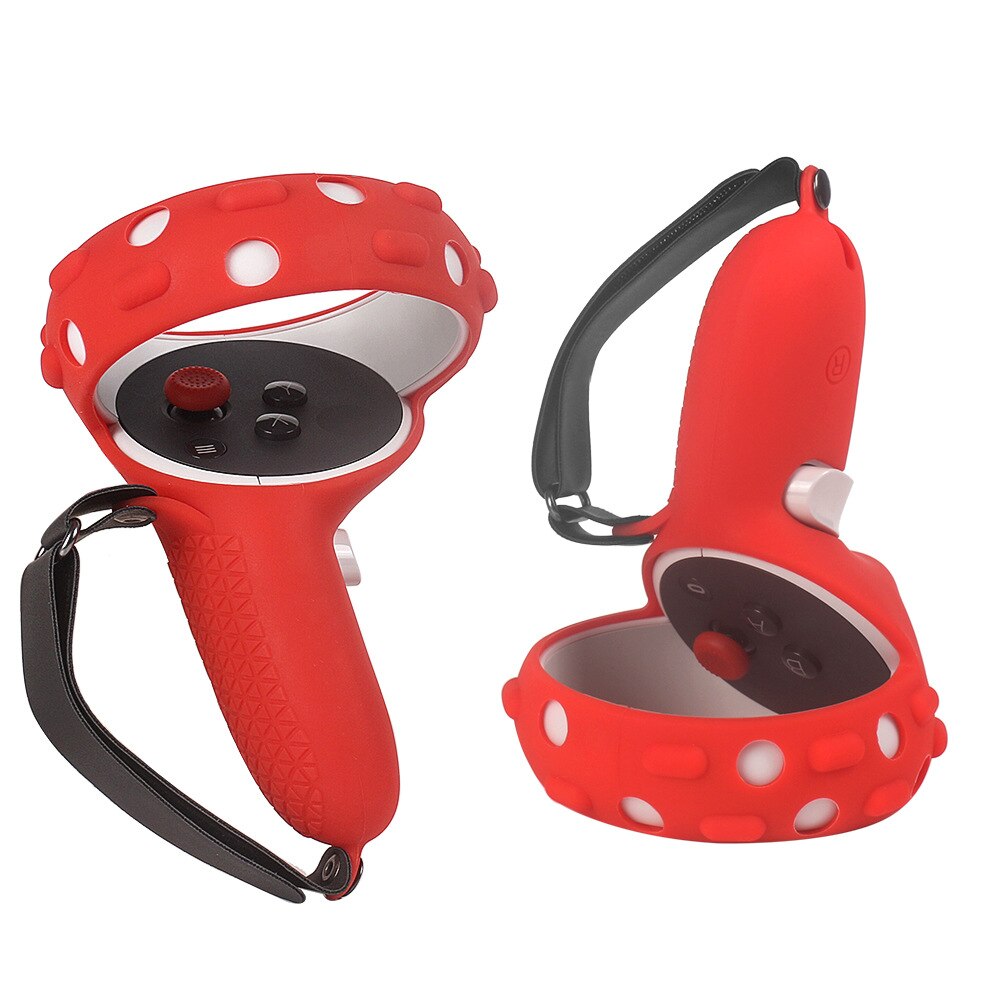 Touch Controller Grip Cover per Oculus Quest 2 Cover in Silicone impugnatura anti-lancio custodia protettiva con cinturino regolabile: red