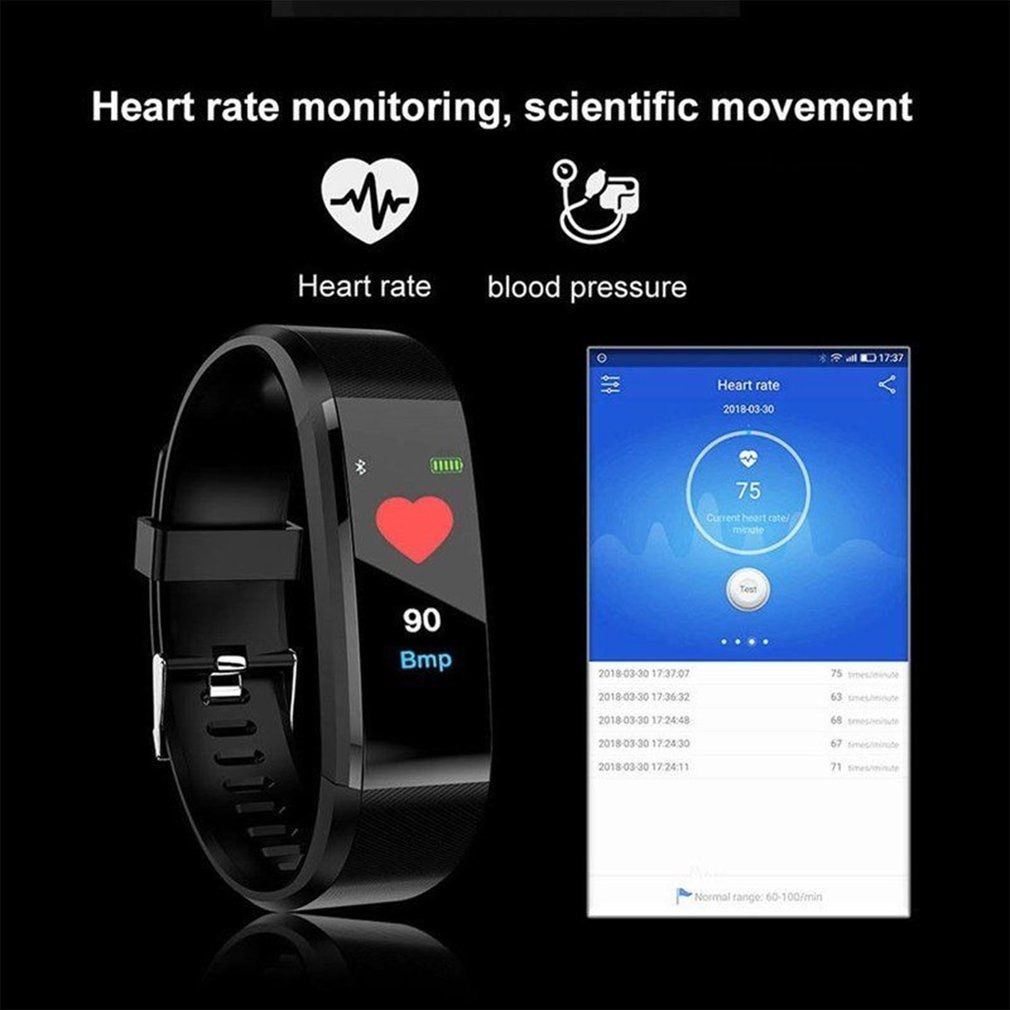 115 PLUS Smart Watch Heart Rate Monitor Blood Pressure Fitness Tracker Smartwatch Sport Watch for ios android + BOX Men Women