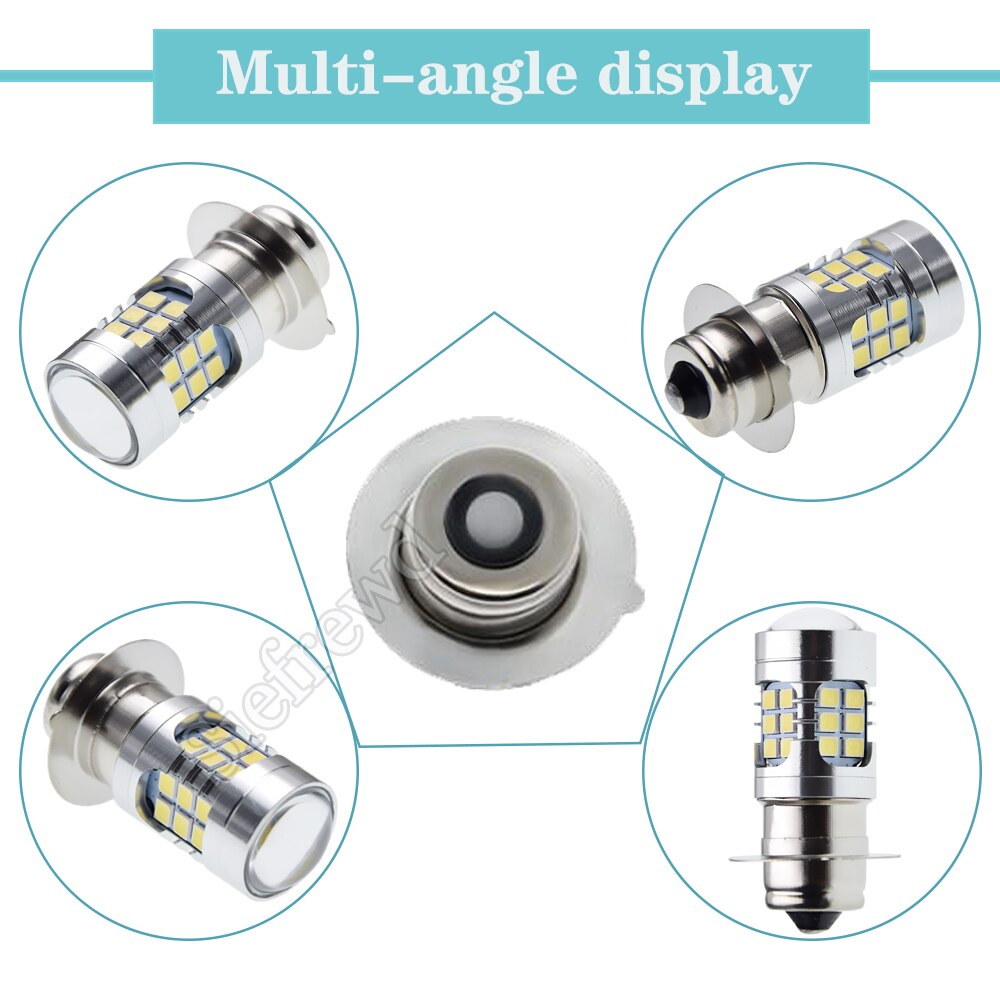 2Pcs Motorcycle LED Headlight Bulb P15S P15S-25-1 1151 White Scooter Moped Bike ATV UTV Replace Front Headlamp Light Lamp 6V 12V