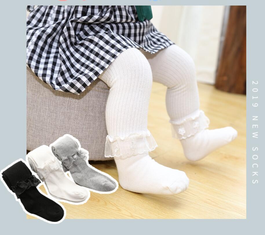 Meisjes kanten panty's koreaanse versie van boneless dunne verticale witte dansleggings baby prinsessenrok leggings