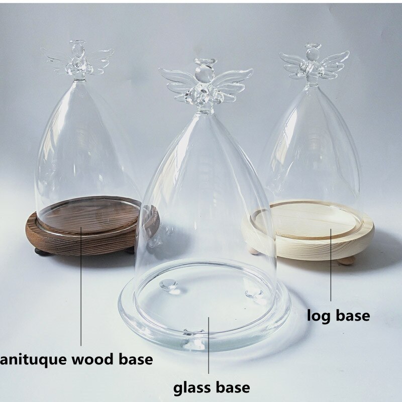 8.5*9cm Angel Top Glass Dome Home Decoration Diameter=8.5cm Height=9cm Different Base Glass Dome DIY Wedding Favor Friend