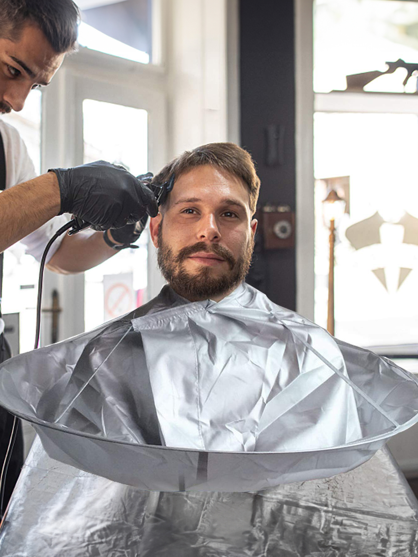 1 opvouwbare waterdichte haarknipschort cape, ademende huishoudelijke cape, haarsnijgereedschap cape Speciaal voor pruiken van echt haar