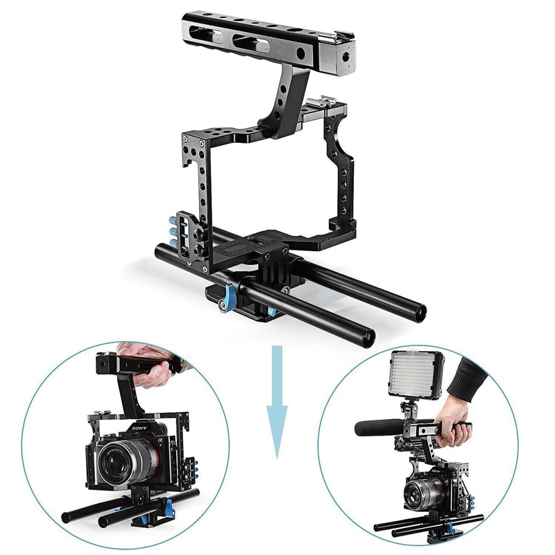 Kamera Käfig Stange Anlage Kamera Video Käfig Bausatz Stabilizer Zubehör Pro Sony A7II A7R A73 A6300 A6000 Panasonic GH4 A9
