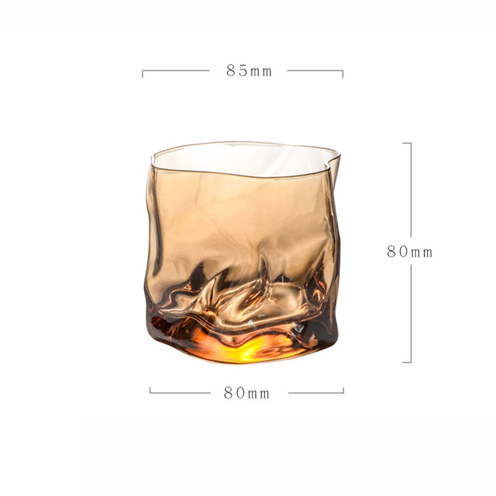 250ML Ins Style Japanese Irregular Glass Cup Wine Beer Whiskey Vodka For Kitchen Bar Ice Pattern Fold Cups: C