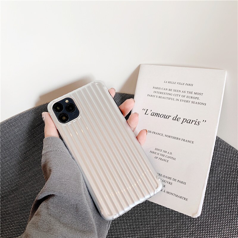 Argento Curvo Valigia Cassa Del Telefono Per il iPhone 11 Pro Max XR X XS MAX Caso Molle di TPU Per il iPhone 6 6S 8 7 Più Copertura Del Telefono Del Silicone