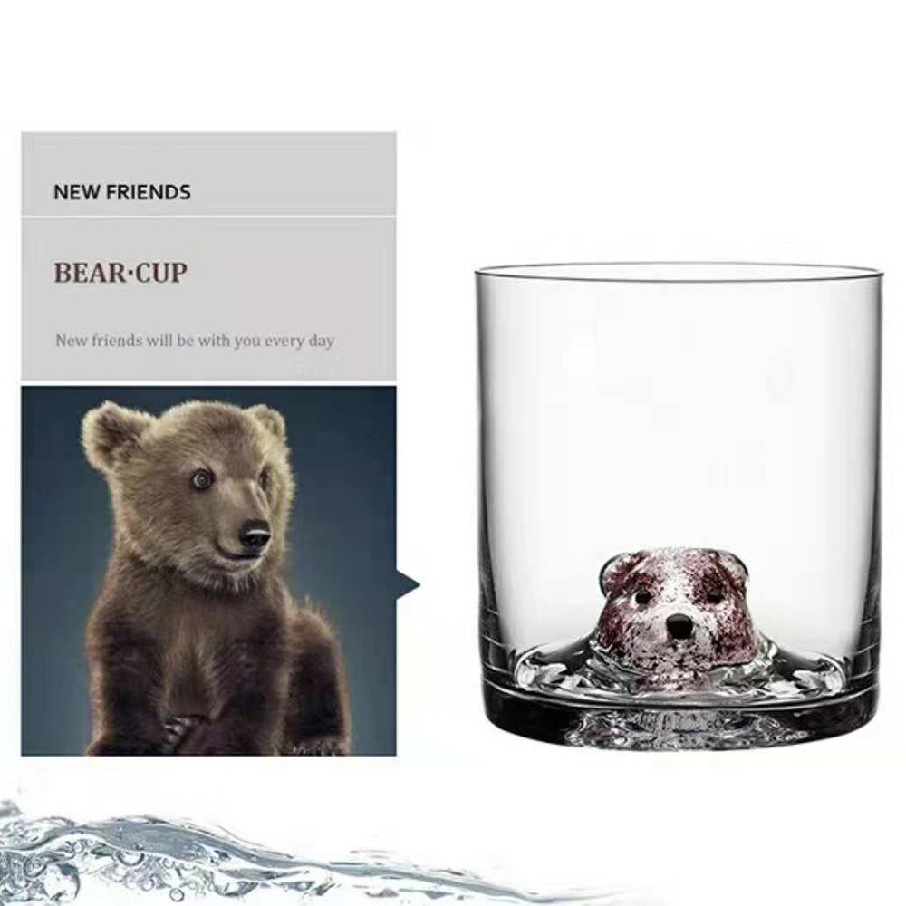 1 st 360ml djurkopp sött husdjur björn fågelglas för te öl vattenkopp blyfritt ultraklart glas