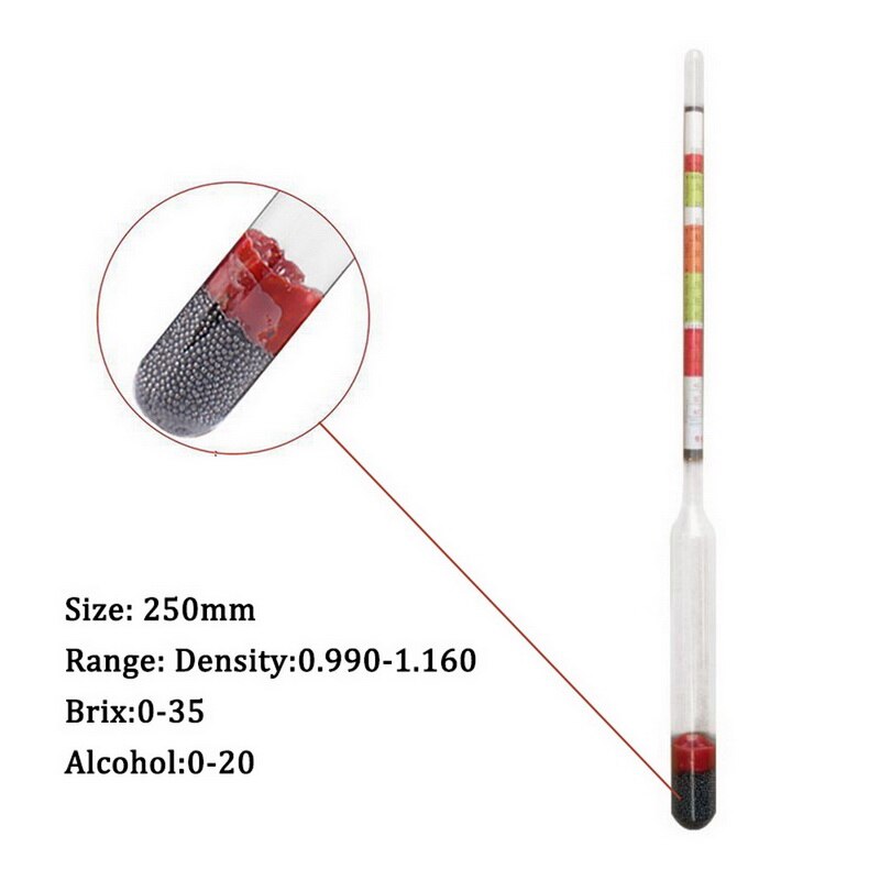 Tre-i-en skala hydrometer brygget vin brix meter wort tester, øl brix meter til hjemmelavet øl