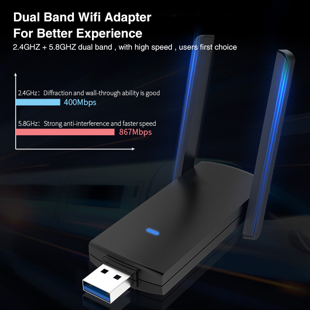 Dual Band 1300Mbps Usb 3.0 Draadloze Ac Netwerkkaart Usb Wifi Lan Adapter 802.11ac Mini Draagbare Wifi Adapter voor Pc Laptop
