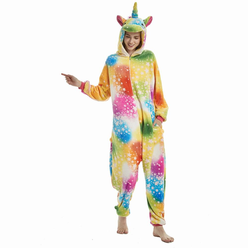 Rainbow Women's Pajamas for Boys Girls Unicorn Pajamas Flannel Stitch Pajamas Set Animal Sleepwear Onesie Winter Pyjamas Kids