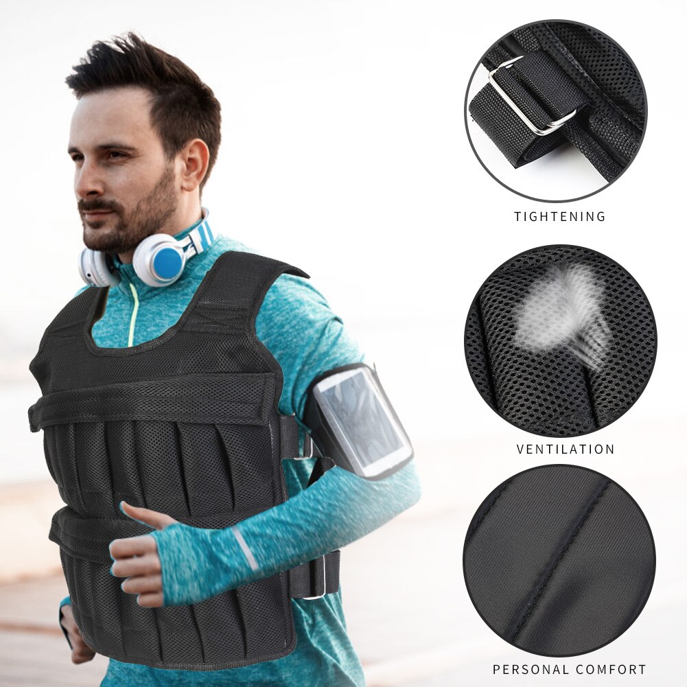 Loading Weight Vest Boxing Weight Training Workout Fitness Gym Equipment Adjustable Waistcoat Jacket Sand without Counterweight