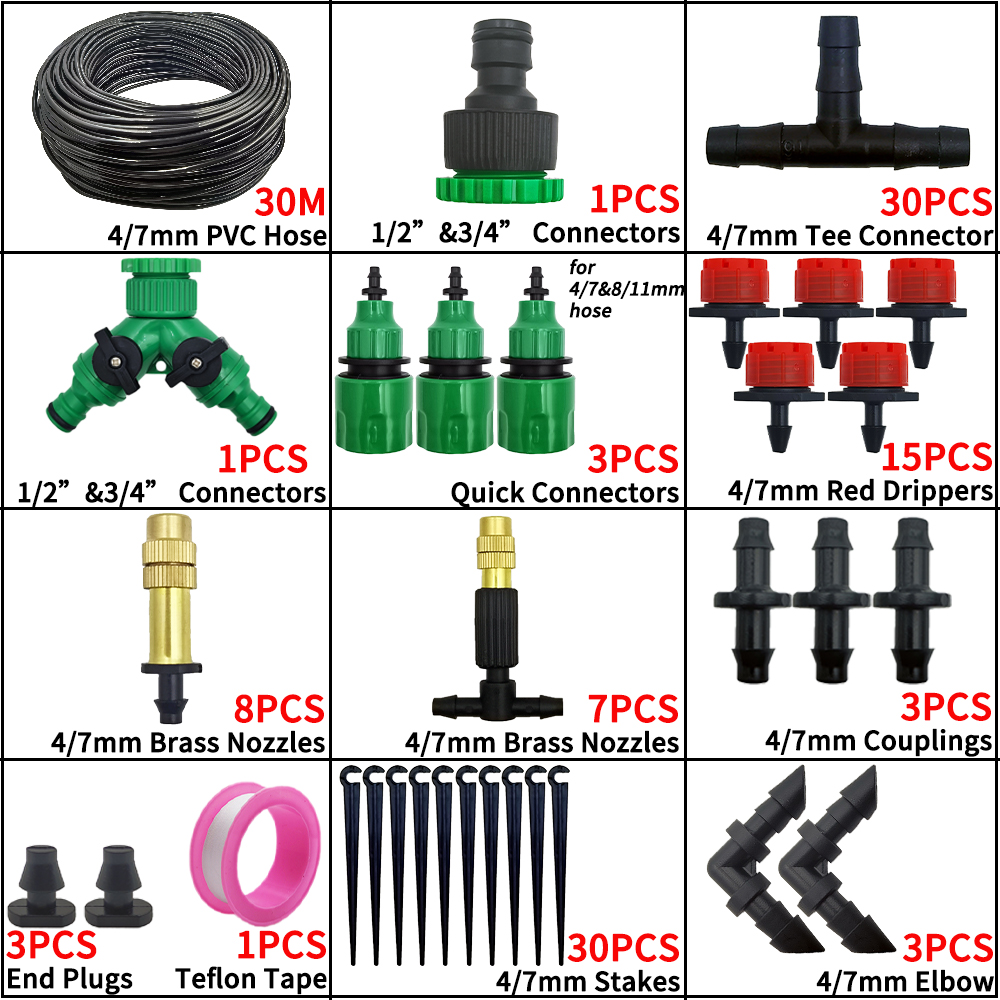 Oasis 5-50M jardín Micro riego por goteo sistema de riego automático Kit controlador DIY niebla refrigeración por pulverización para herramientas de plantas en macetas: Verde