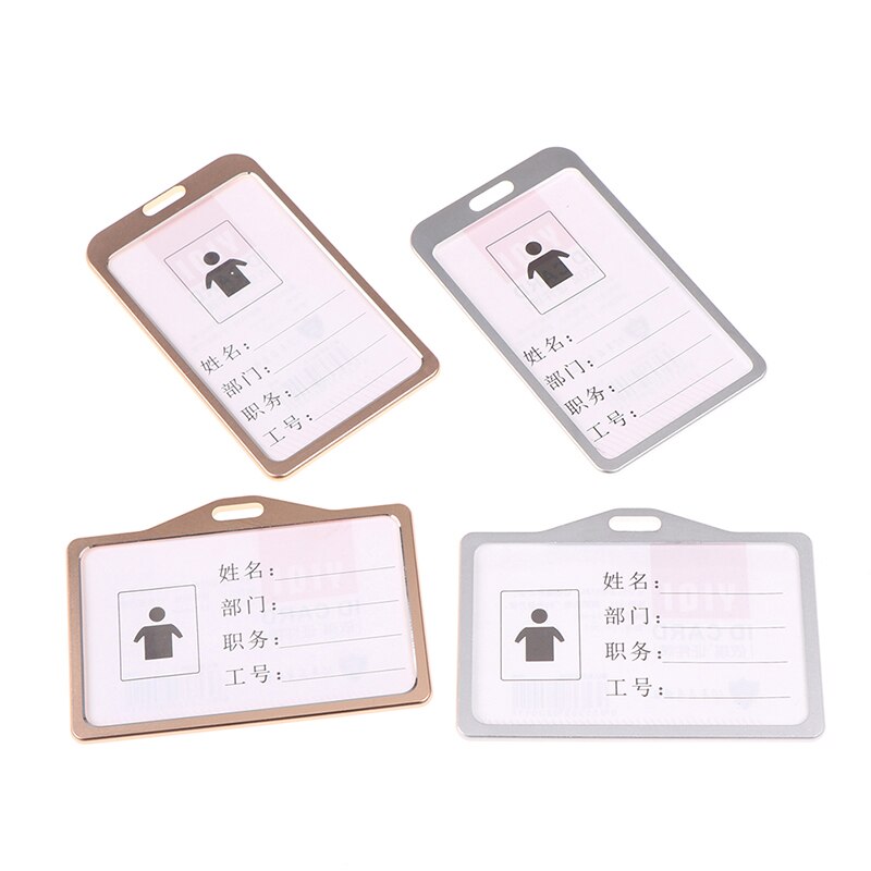 1pc Work Name Card Holders Aluminum Alloy Card Holder Business Card ID Badge Holder Vertical Metal ID Business Case