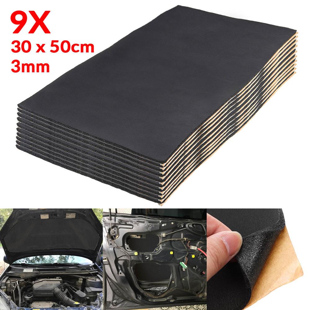 9Pcs/12Pcs 10Mm 8Mm 6Mm Auto Geluid Mat Proofing Deadener Warmte Geluidsisolatie deadening Mat Kap Gesloten Cel Schuim 50x30cm: 9pcs  30x50x0.3cm