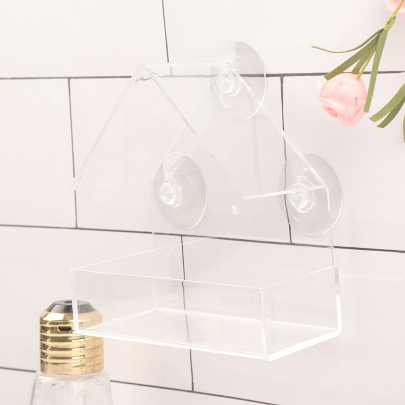 Bird Feeder Acrylic Transparent Window Viewing Bird Feeders Tray Birdhouse Pet Water Feeder Suction Cup Mount House Type Feeder