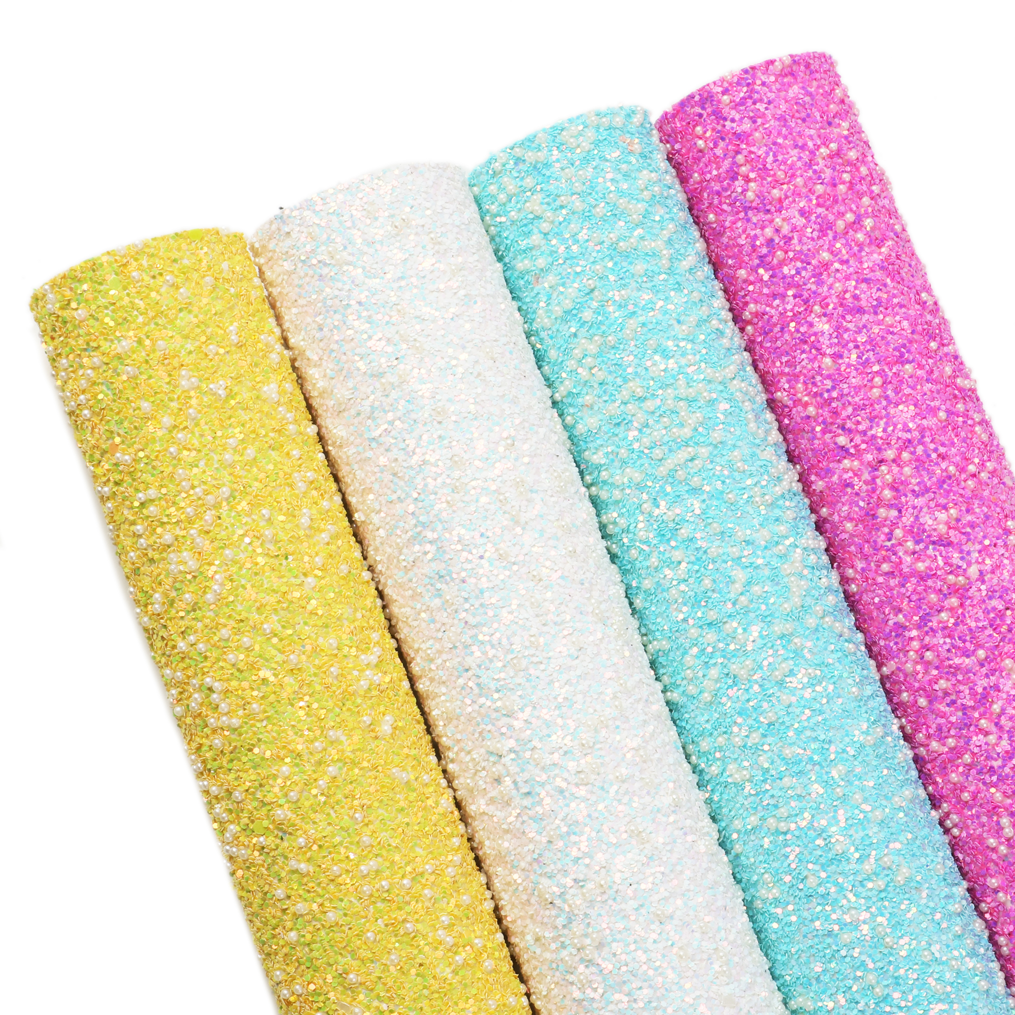 Shimmer Chunky Glitter Faux Lederen Lakens Parel Kralen Bedekt Effen Kleur Synthetisch Leer Stof 20X33Cm Voor Diy oorbellen Boog