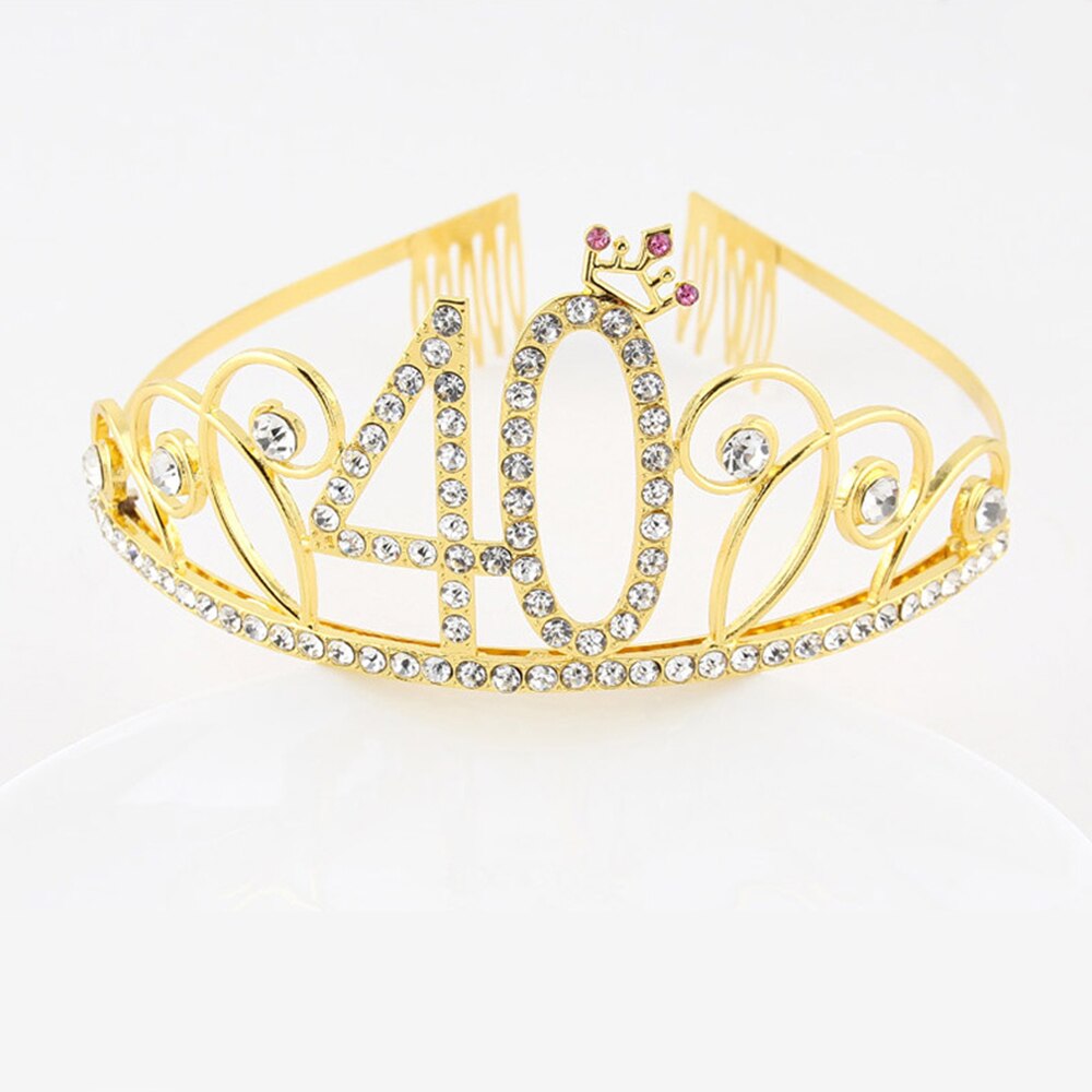 16 18 21th Verjaardag Prinses Tiara Kroon Hoofdband Bruids Haar Band Haar Accessoires Hoofdtooi Bruiloft Voor Vrouwen Anniversary 30: Golden-40